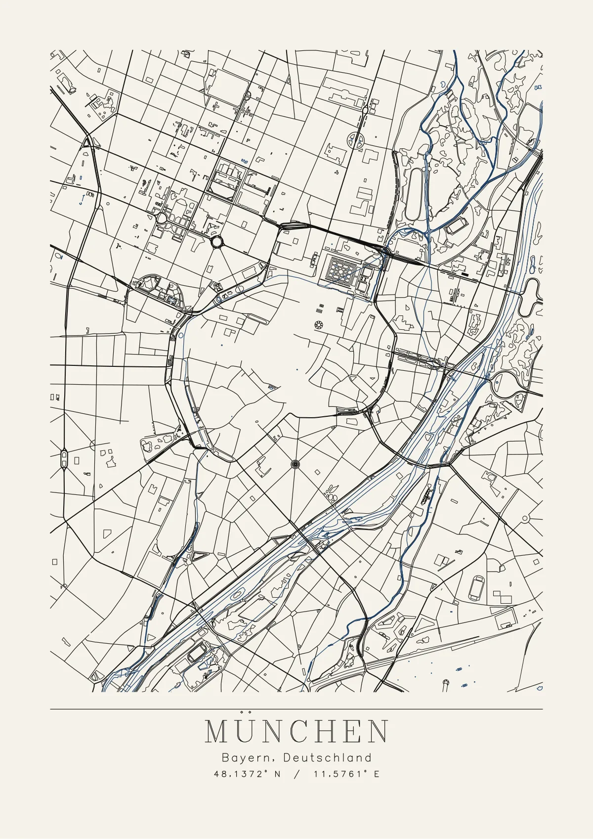 Plotterzeichnung München, Klassisch, A3